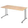 Höhenverstellbarer Schreibtisch ZENO 16 S in Eiche-Optik mit silbernen Metallbeinen von hjh OFFICE PRO
