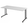 Höhenverstellbarer Schreibtisch ZENO 19 G mit weißer Tischplatte und graphitgrauem Gestell von hjh OFFICE PRO