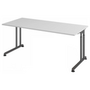 Höhenverstellbarer Schreibtisch ZENO 19 G mit weißer Tischplatte und graphitgrauem Gestell von hjh OFFICE PRO