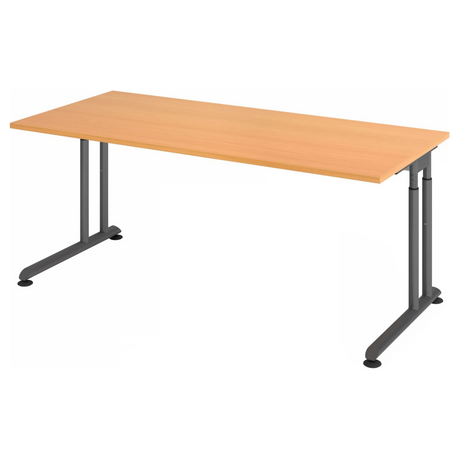 Höhenverstellbarer Schreibtisch ZENO 19 G in Buche mit graphitfarbenem Gestell von hjh OFFICE PRO