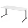 Höhenverstellbarer Schreibtisch ZENO 19 G mit weißer Tischplatte und graphitfarbenem Gestell von hjh OFFICE PRO