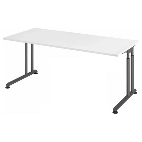Höhenverstellbarer Schreibtisch ZENO 19 G mit weißer Tischplatte und graphitfarbenem Gestell von hjh OFFICE PRO