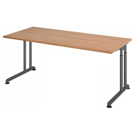 Höhenverstellbarer Schreibtisch ZENO 19 G in Nussbaum-Optik mit graphitfarbenem Gestell von hjh OFFICE PRO