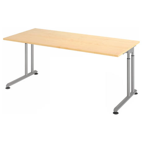 Höhenverstellbarer Schreibtisch ZENO 19 S in Ahorn-Optik mit silbernem Gestell von hjh OFFICE PRO