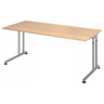 Höhenverstellbarer Schreibtisch ZENO 19 S in Eiche-Optik mit silbernem Gestell von hjh OFFICE PRO