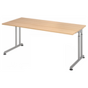 Höhenverstellbarer Schreibtisch ZENO 19 S in Eiche-Optik mit silbernem Gestell von hjh OFFICE PRO