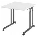 Höhenverstellbarer Schreibtisch ZENO 8 G in Weiß und Graphit mit quadratischer Platte von hjh OFFICE PRO