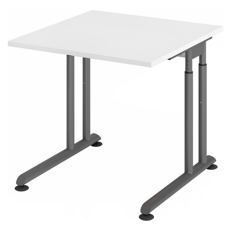 Höhenverstellbarer Schreibtisch ZENO 8 G in Weiß und Graphit mit quadratischer Platte von hjh OFFICE PRO