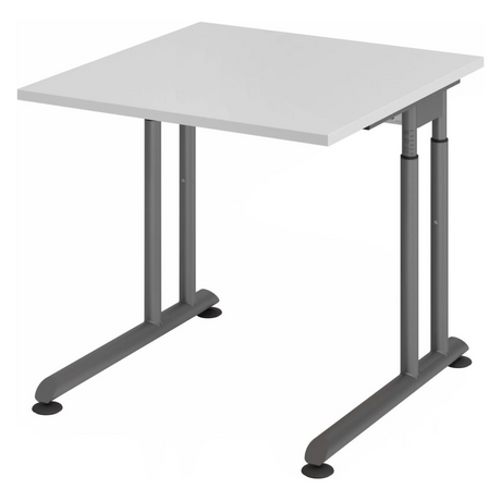 Höhenverstellbarer Schreibtisch ZENO 8 G in Grau und Graphit mit quadratischer Platte von hjh OFFICE PRO