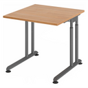 Höhenverstellbarer Schreibtisch ZENO 8 G mit Nussbaum-Platte und graphitfarbenem Gestell von hjh OFFICE PRO