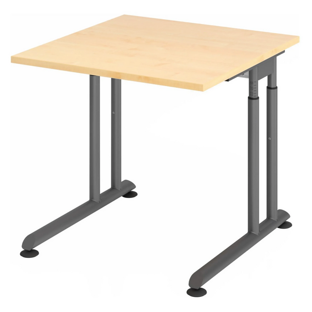 Höhenverstellbarer Schreibtisch ZENO 8 G in Ahorn und Graphit mit quadratischer Platte von hjh OFFICE PRO