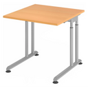 Höhenverstellbarer Schreibtisch ZENO 8 S in Buche-Optik mit silbernem Gestell von hjh OFFICE PRO