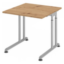 Höhenverstellbarer Schreibtisch ZENO 8 S in Asteiche und Silber mit U-förmigen Beinen von hjh OFFICE PRO