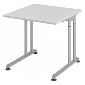 Höhenverstellbarer Schreibtisch ZENO 8 S in Grau und Silber mit quadratischer Platte von hjh OFFICE PRO