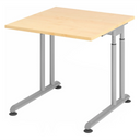 Höhenverstellbarer Schreibtisch ZENO 8 S mit Ahornholz-Platte und silbernem Gestell von hjh OFFICE PRO