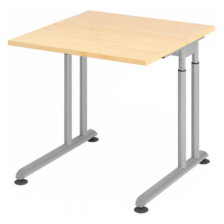 Höhenverstellbarer Schreibtisch ZENO 8 S mit Ahornholz-Platte und silbernem Gestell von hjh OFFICE PRO
