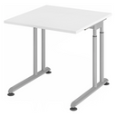 Höhenverstellbarer Schreibtisch ZENO 8 S mit weißer Tischplatte und silbernem Gestell von hjh OFFICE PRO
