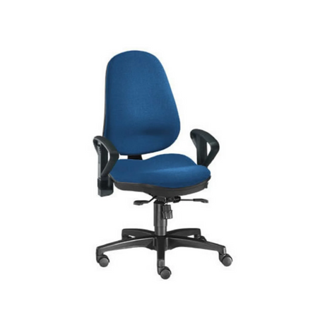 Profi-Bürostuhl ZERO 10 AL mit royalblauem Stoffbezug und schwarzen Armlehnen von Sitwell Steifensand