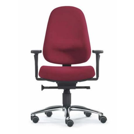 Profi-Bürostuhl ZERO 12 AL in bordeauxroter Polsterung mit Armlehnen und Rollkreuz von Sitwell Steifensand
