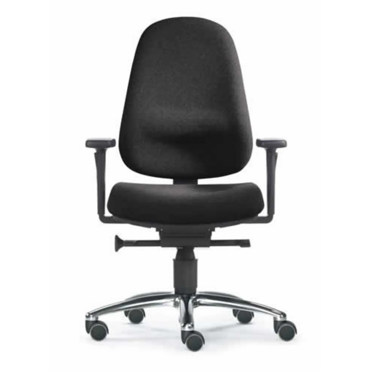 Profi-Bürostuhl ZERO 12 AL mit schwarzem Stoffbezug, Armlehnen und Rollenkreuz von Sitwell Steifensand