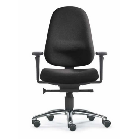 Profi-Bürostuhl ZERO 12 AL mit schwarzem Stoffbezug, Armlehnen und Rollenkreuz von Sitwell Steifensand