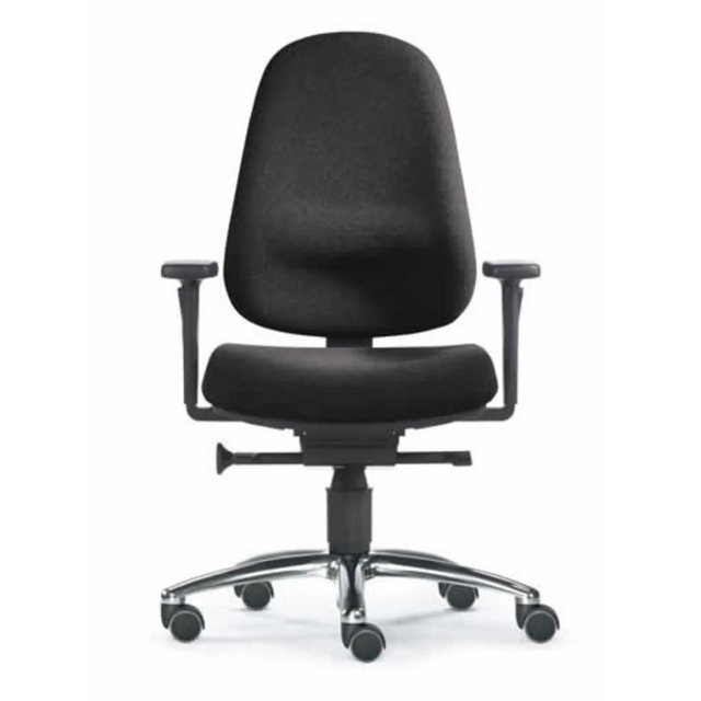 Profi-Bürostuhl ZERO 12 AL mit schwarzem Stoffbezug, Armlehnen und Rollenkreuz von Sitwell Steifensand