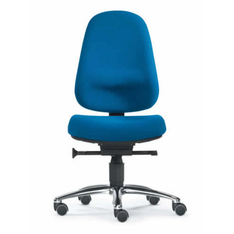 Profi-Bürostuhl ZERO 12 mit blauem Stoffbezug und silberfarbenem Fußkreuz von Sitwell Steifensand