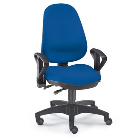 Profi-Bürostuhl ZERO 30 AL mit royalblauem Stoffbezug, schwarzen Armlehnen und Rollkreuz von Sitwell Steifensand