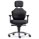 High-End-Bürostuhl ZERO 51 AL mit schwarzem Bezug, Kopfstütze und glänzendem Fußkreuz von Sitwell Steifensand