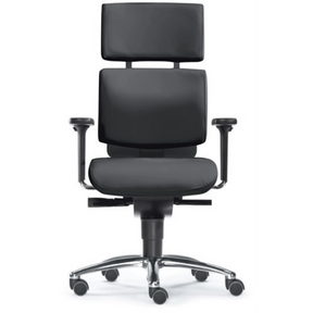 High-End-Bürostuhl ZERO 52 AL mit schwarzem Bezug, Armlehnen und Sternfuß aus Chrom von Sitwell Steifensand