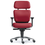 High-End-Bürostuhl ZERO 53 AL mit rotem Polsterbezug und glänzendem Sternfuß von Sitwell Steifensand