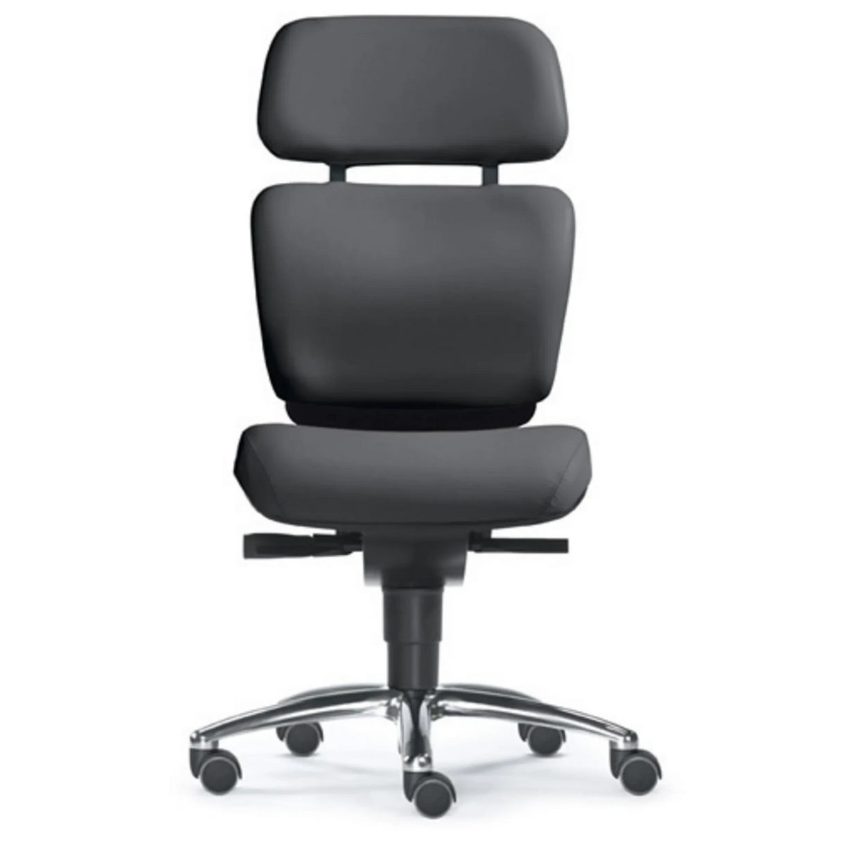 High-End-Bürostuhl ZERO 53 mit schwarzem Bezug und glänzendem Sternfuß von Sitwell Steifensand