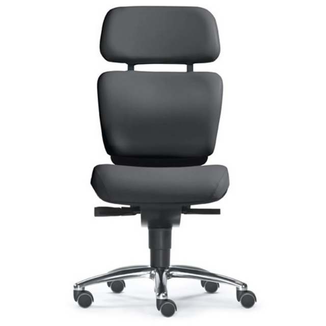 High-End-Bürostuhl ZERO 53 mit schwarzem Bezug und glänzendem Sternfuß von Sitwell Steifensand