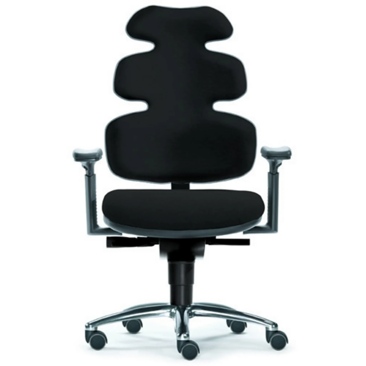 High-End-Bürostuhl ZERO 54 AL in Schwarz mit geschwungener Rückenlehne und Armlehnen von Sitwell Steifensand