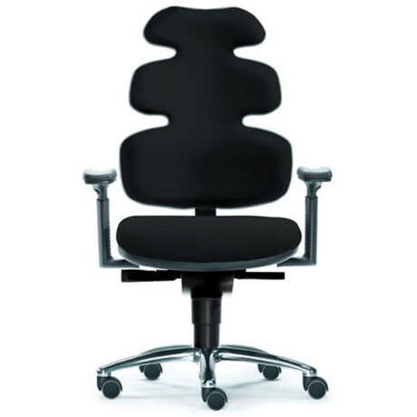 High-End-Bürostuhl ZERO 54 AL in Schwarz mit geschwungener Rückenlehne und Armlehnen von Sitwell Steifensand