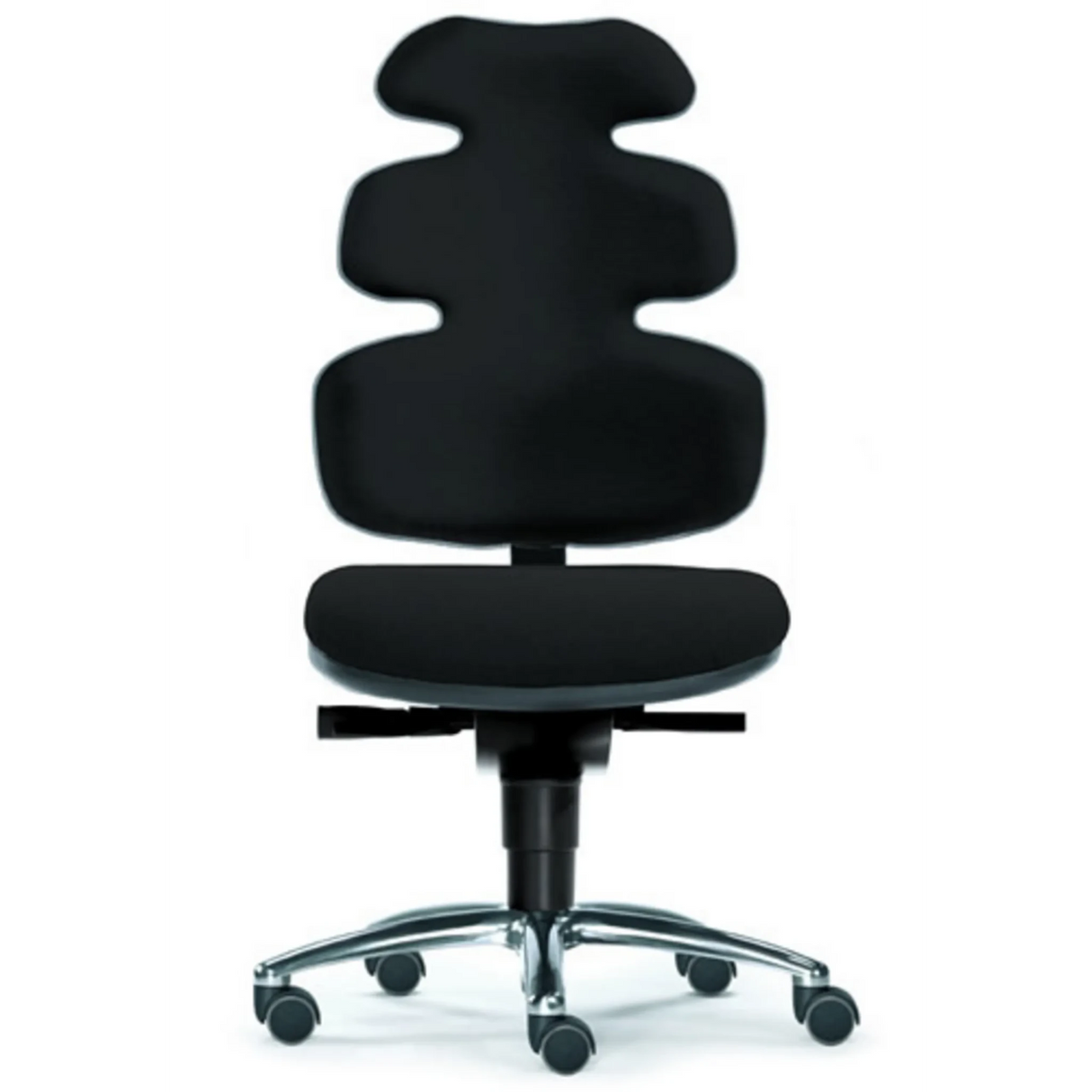High-End-Bürostuhl ZERO 54 in Schwarz mit geschwungener Rückenlehne und Sternfuß von Sitwell Steifensand