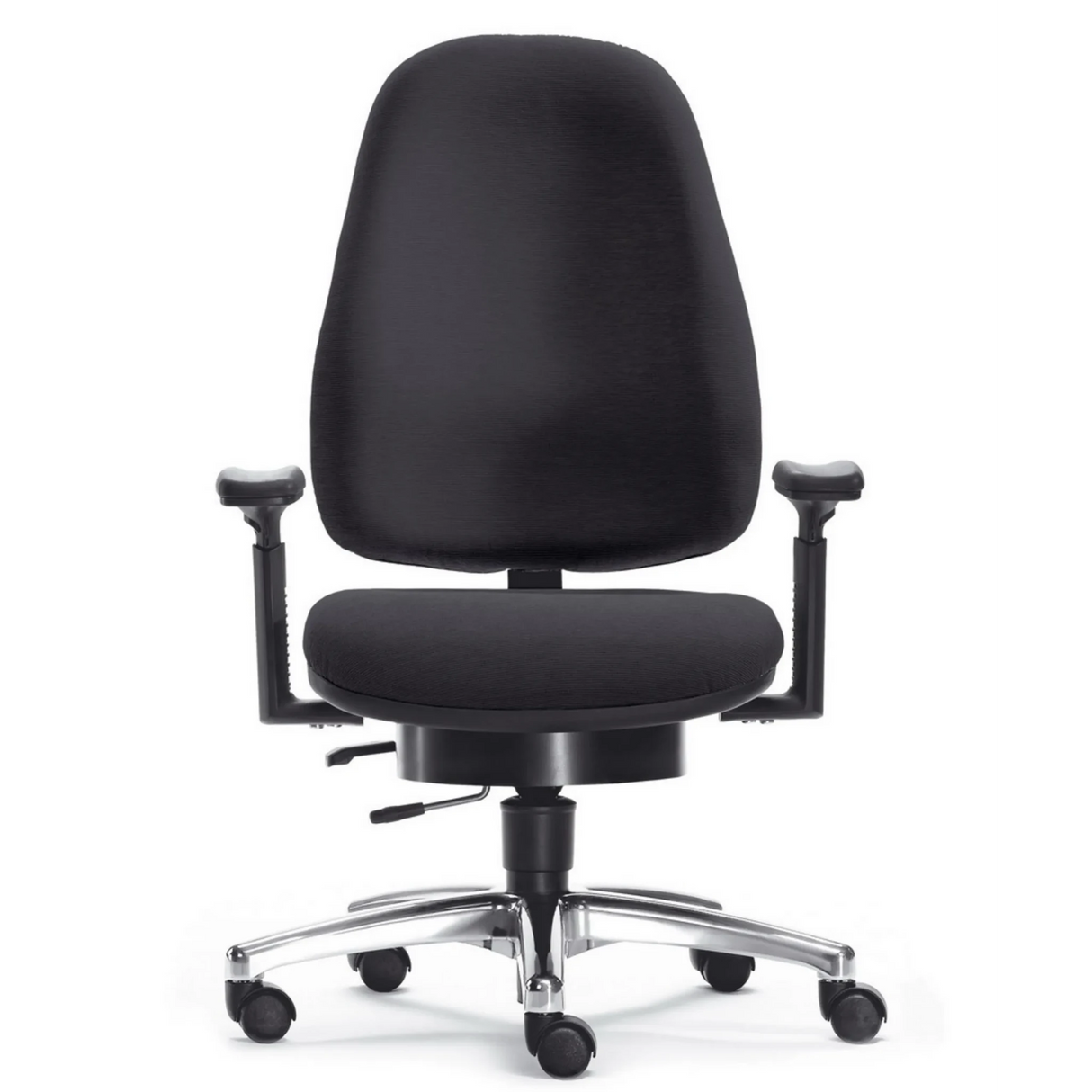 High-End-Bürostuhl ZERO 67 mit schwarzem Stoffbezug und glänzendem Fußkreuz von Sitwell Steifensand
