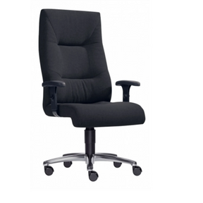 Drehstuhl ZERO 70 XXL mit schwarzem Stoffbezug und silbernem Fußkreuz von Sitwell Steifensand