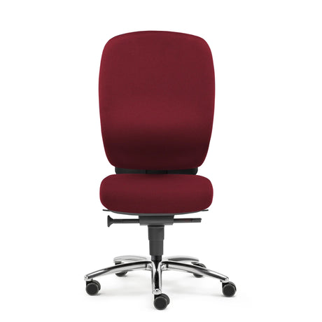 High-End-Bürostuhl ZERO L15 mit bordeauxrotem Stoffbezug und glänzendem Fußkreuz von Sitwell Steifensand