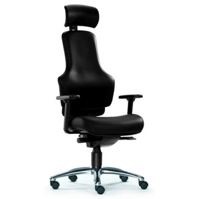High-End-Bürostuhl ZERO O1 AL L in Schwarz mit Kopfstütze und verchromtem Fußkreuz von Sitwell Steifensand