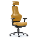 High-End-Bürostuhl ZERO O1 AL L in ockerfarbenem Leder mit Kopfstütze und Armlehnen von Sitwell Steifensand