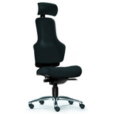 High-End-Bürostuhl ZERO O1 S mit schwarzem Bezug, Kopfstütze und Sternfuß von Sitwell Steifensand